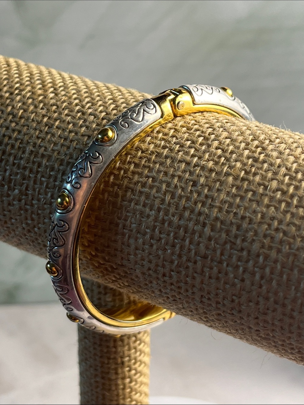 Brighton Aries Bangle Bracelet Silver/Gold Plated Two Tone Hinge Magnetic 7"
